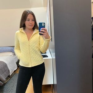 Yellow Quilted Zip Up Fitted Bomber Jacket